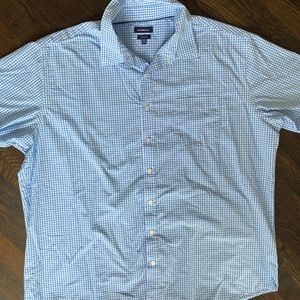 Blue checkered short sleeve polo